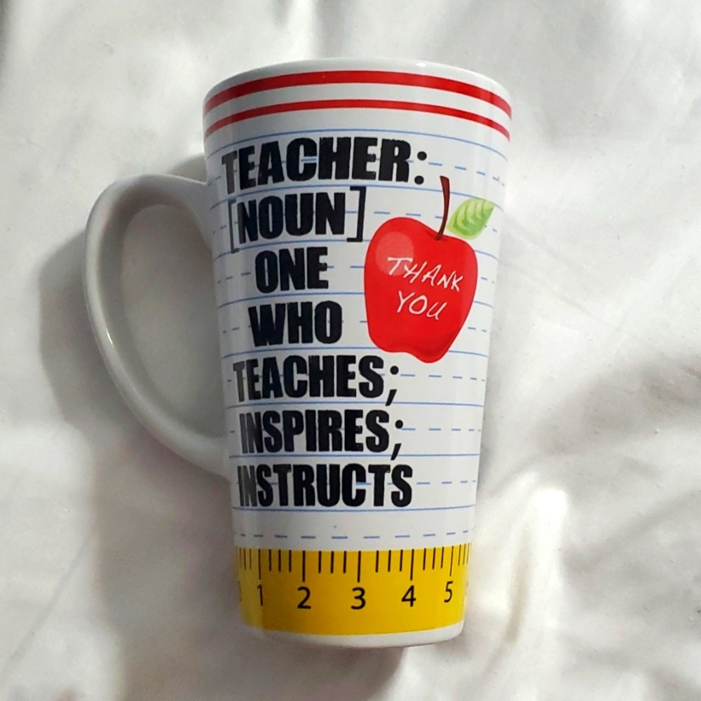 : Teacher noun one who teaches ; inspires ; instructs coffee cup mug
